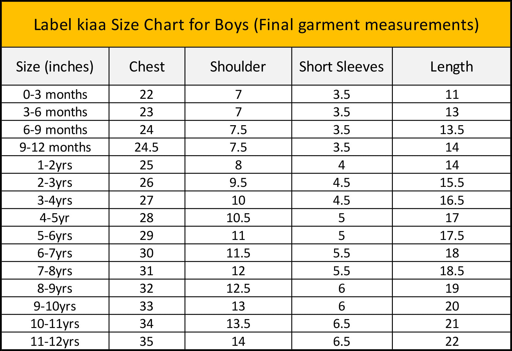 Size Chart