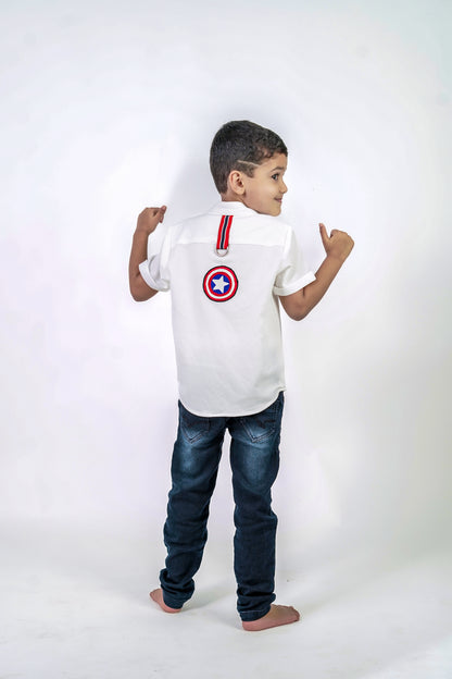 White Captain America Shirt