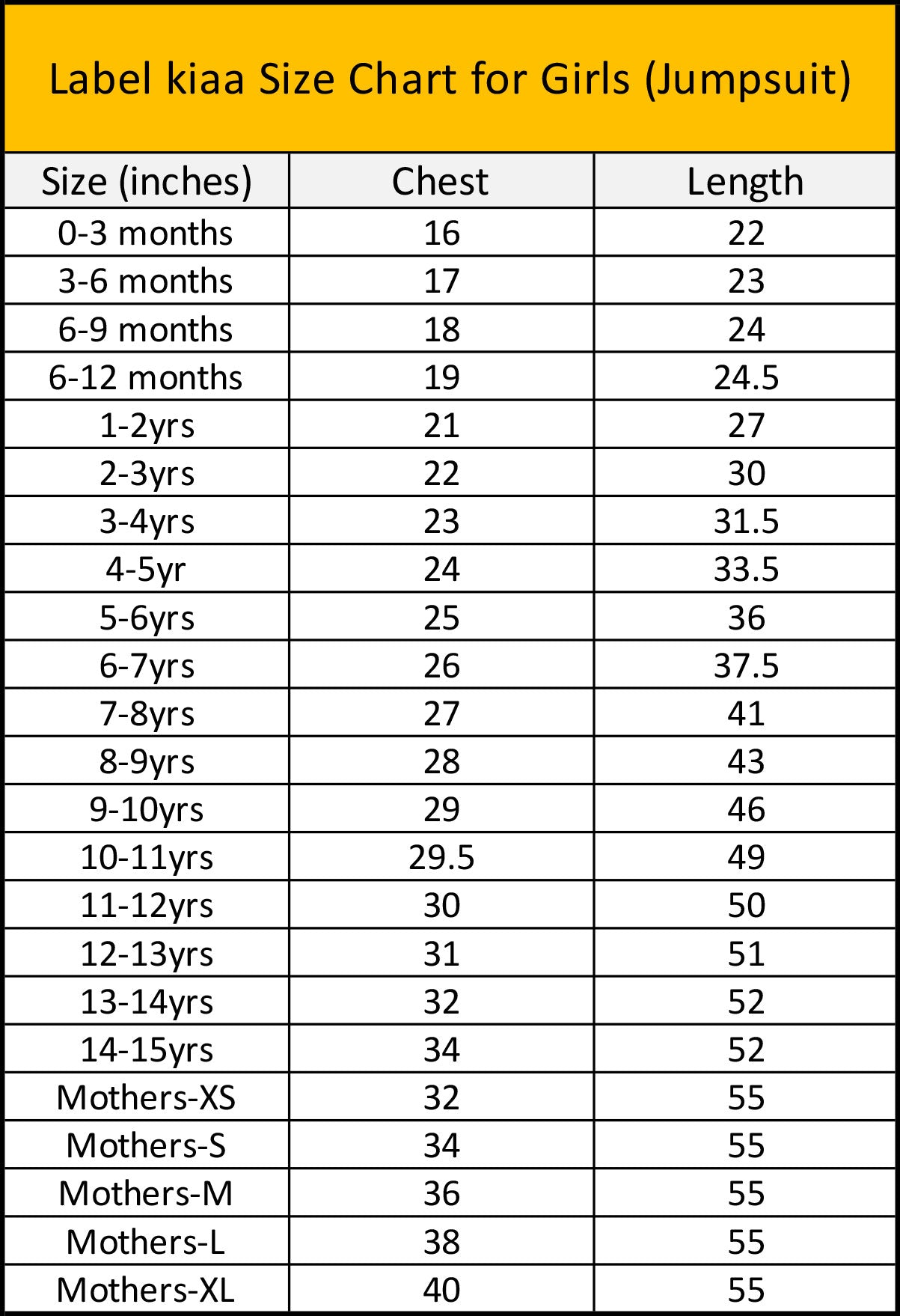 Size Chart