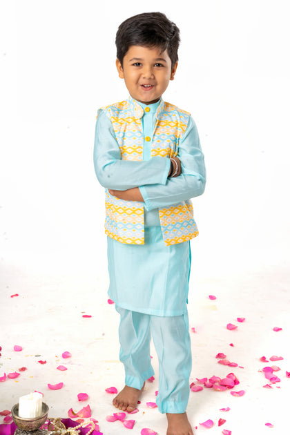 Icey blue kurta jacket